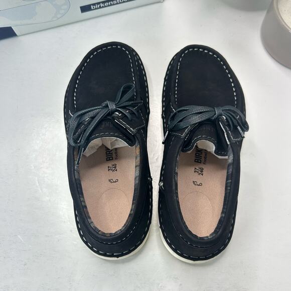 Birkenstock Pasadena Suede Moc Toe Shoe Nubuk Black Women 6/Men 4 EU 37 NWB - Picture 5 of 10